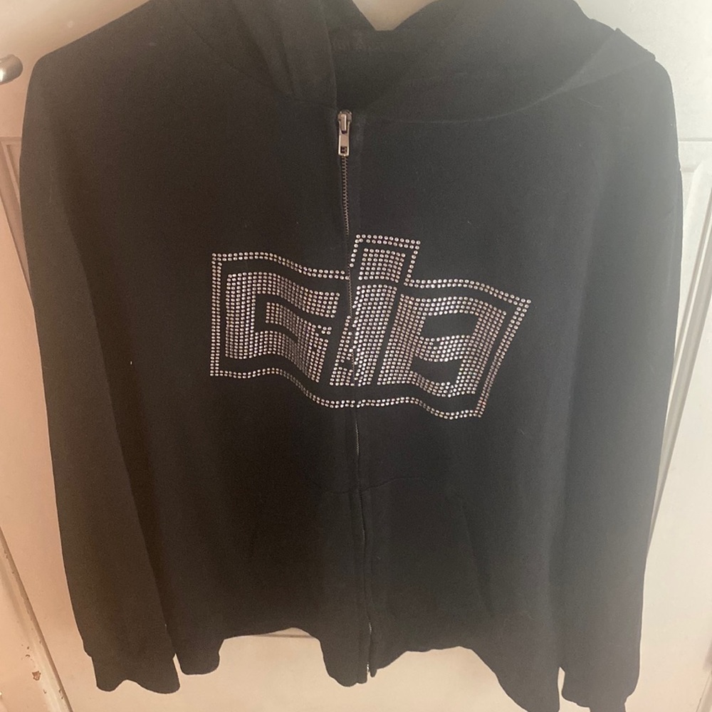 Y2K Rhinestone Black Hoodie